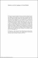 Statistics and the Language of Global Health: Institutions and Experts in China, Taiwan, and the World, 1917–1960 Statistics and the Language of Global Health: Institutions and Experts in China, Taiwan, and the World, 1917–1960