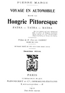 Voyage en automobile dans la Hongrie pittoresque Fatra - Tatra - Matra