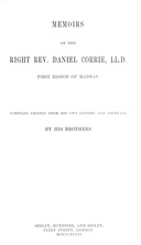 Memoirs of the Right Rev. Daniel Corrie, LL.D., first Bishop of Madras