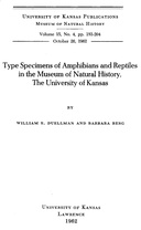 Type specimens of amphibians and reptiles in the Museum of Natural History, The University of Kansas