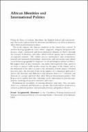 African Identities and International Politics