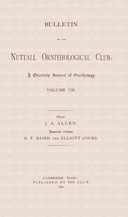 Bulletin of the Nuttall Ornithological Club, Volume VII (1882) : $b A Quarterly Journal of Ornithology