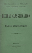 Decimal Classification. Tables géographiques