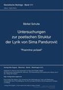 Untersuchungen zur poetischen Struktur der Lyrik von Sima Pandurović