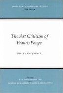 The Art Criticism of Francis Ponge