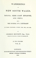 Wanderings in New South Wales, Batavia, Pedir Coast, Singapore, and China, Vol. 2 (of 2) : $b Being the journal of a naturalist in those countries, during 1832, 1833 and 1834