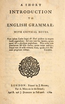 A short introduction to English grammar: with critical notes