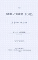 The behaviour book : $b A manual for ladies